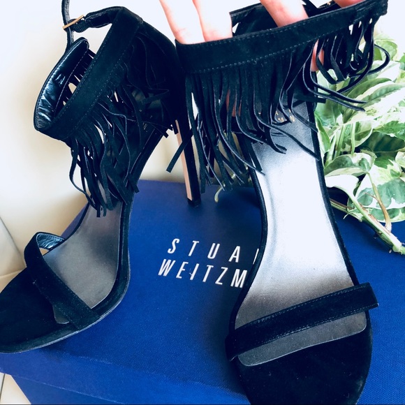 STUART WEITZMAN LOVEFRINGE ANKLE STRAP SANDALS - Picture 2 of 7